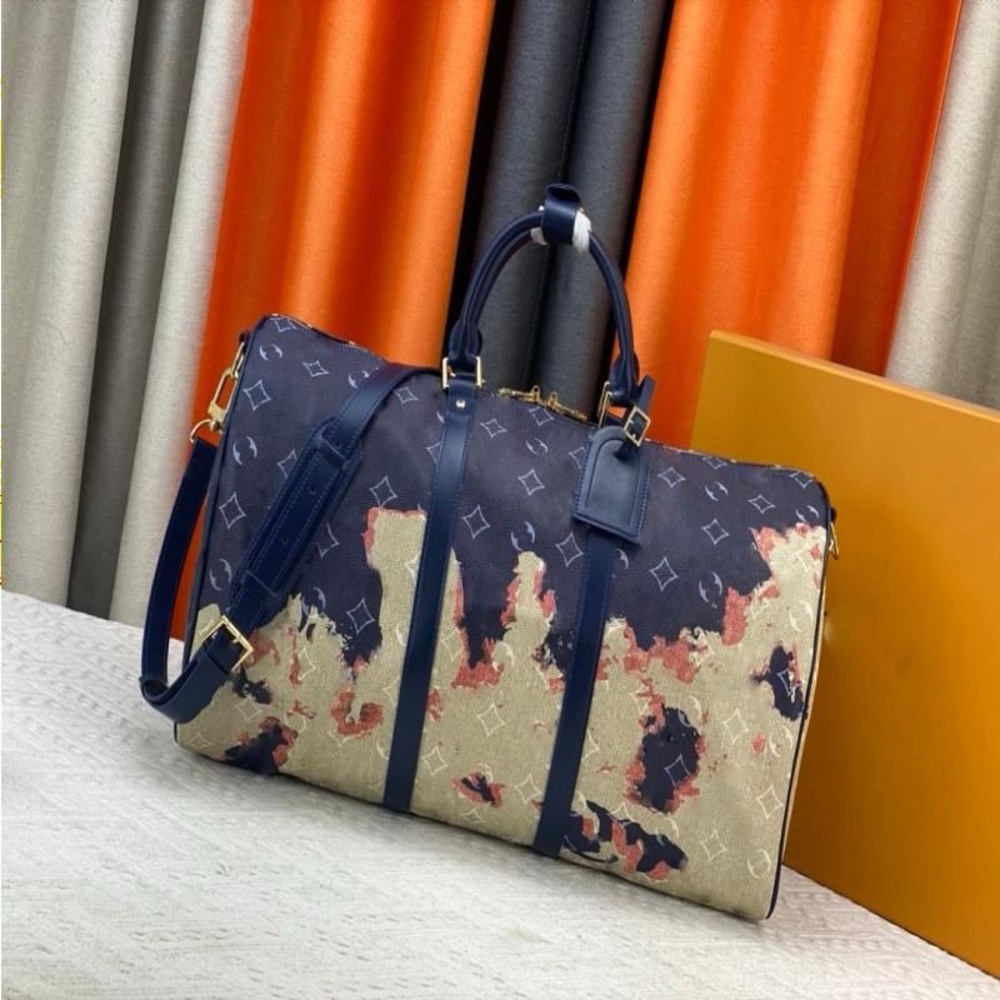 Stylish Navy and Beige Men's Duffel Bag